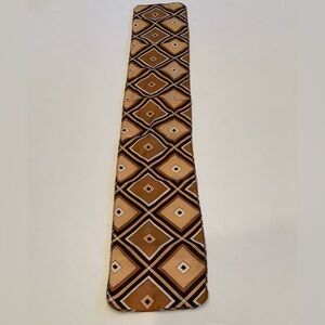 Vintage Rectangular Scarf Unisex Geometric Brown Cream White Black Groovy Rad